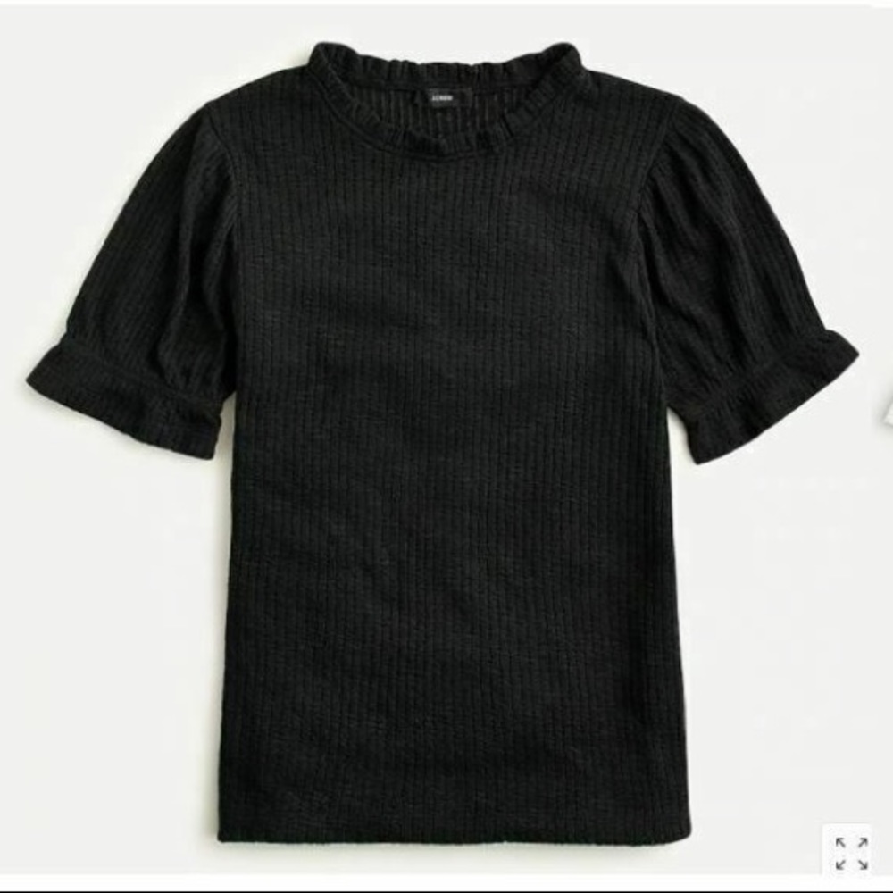 Women's Black blouse, soft top with ruffle detail
